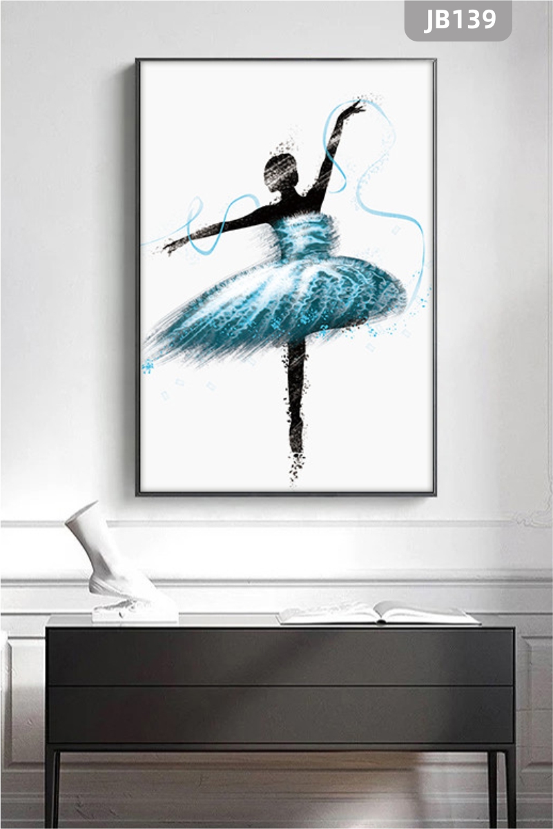 现代抽象人物跳舞女孩装饰画油画客厅电视卧室背景墙三联挂画晶瓷画
