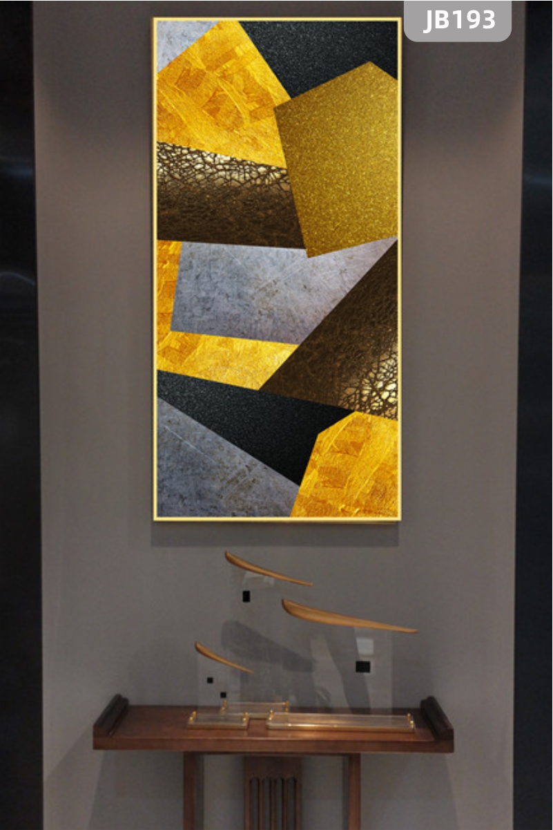 定制北欧现代简约抽象线条金箔艺术手绘油画客厅沙发背景墙装饰画