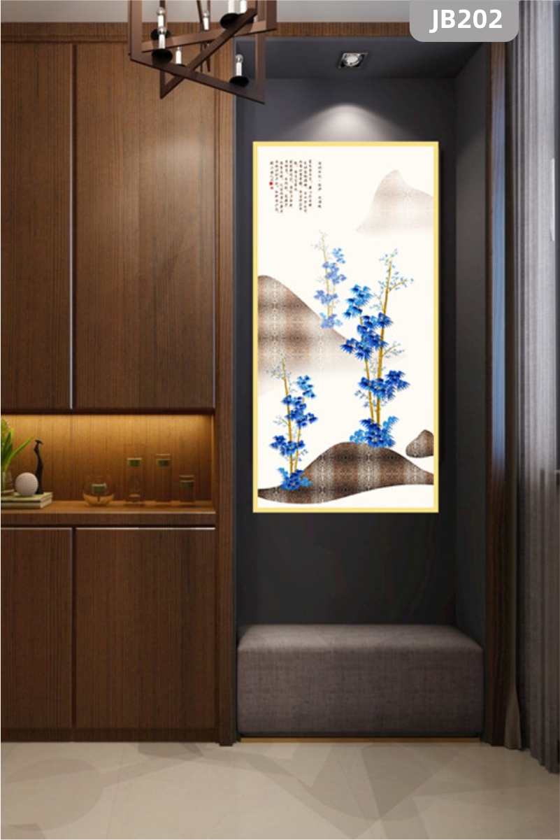 北欧简约装饰画玄关客厅抽象花卉山峰挂画个性创意卧室艺术墙面壁画