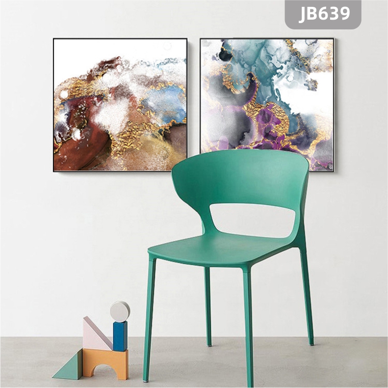 抽象客厅装饰画沙发背景两联画现代色彩图案卧室艺术小户型装饰画