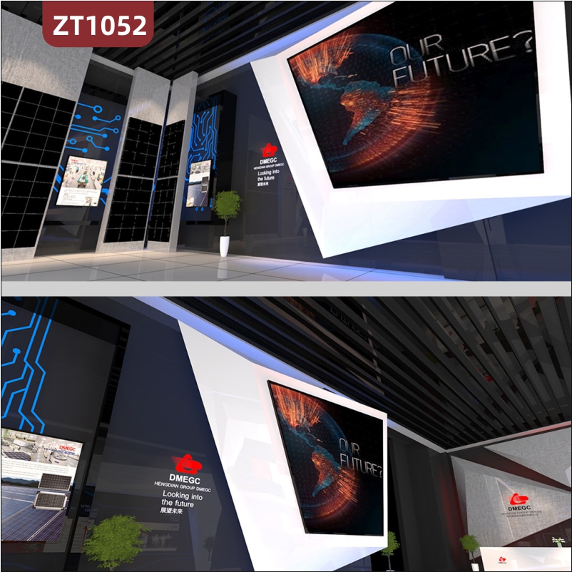 企业展厅设计效果图科技元素展馆设计光电科技展厅专题模板文化墙