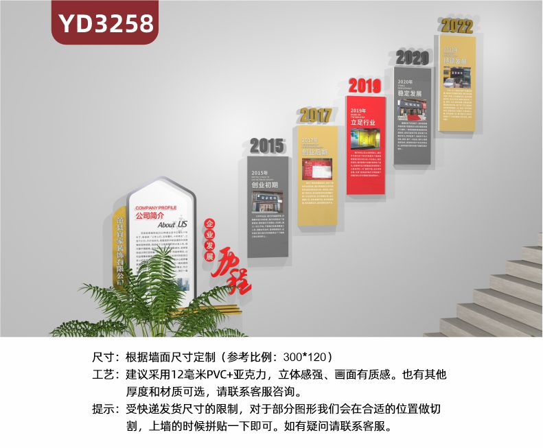 装饰公司发展历程创业经历介绍背景墙定制企业文化展示墙办公装饰